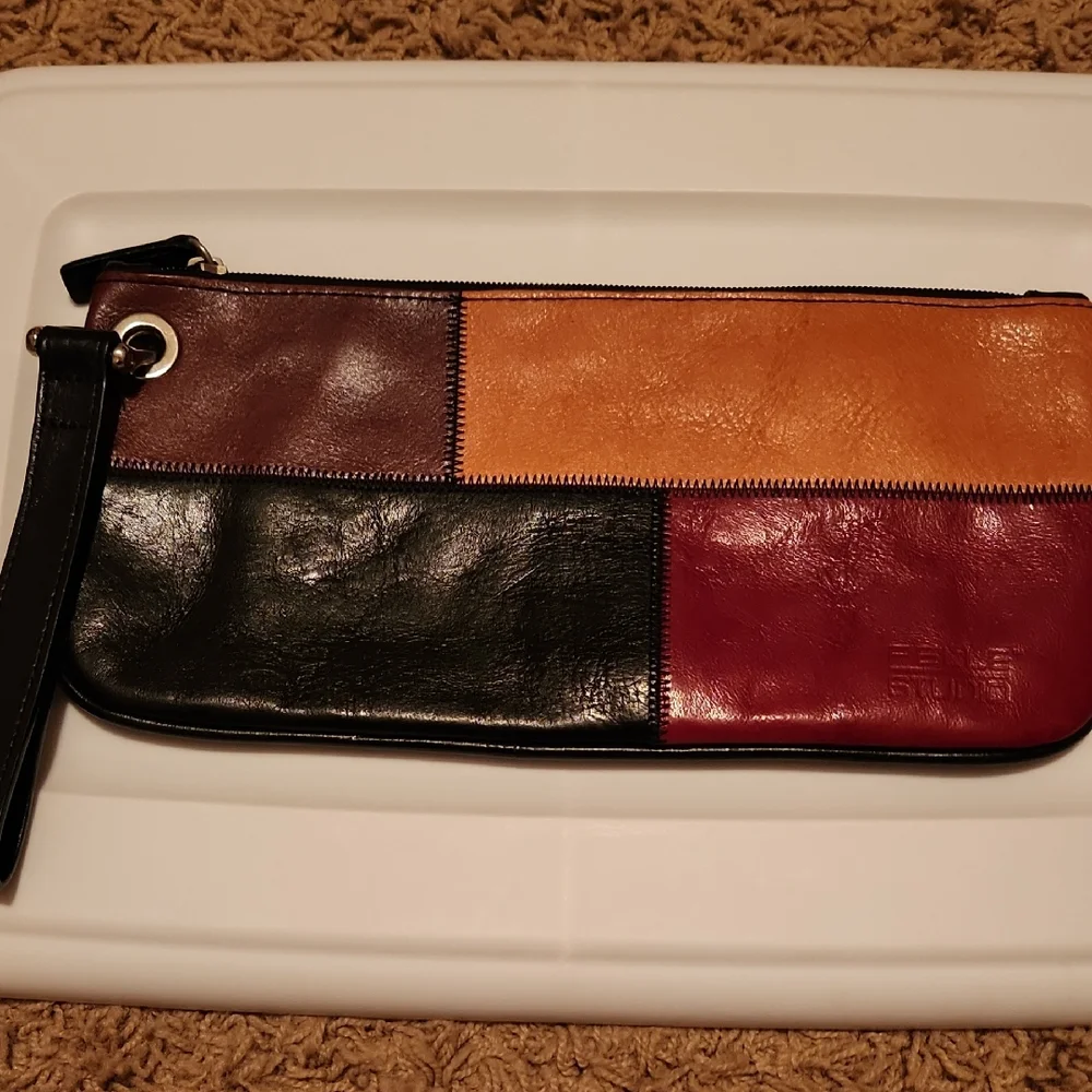 Wilson Leather Patchwork Leather Lage Wristlet/clutch Bag - Picture 1 of 9